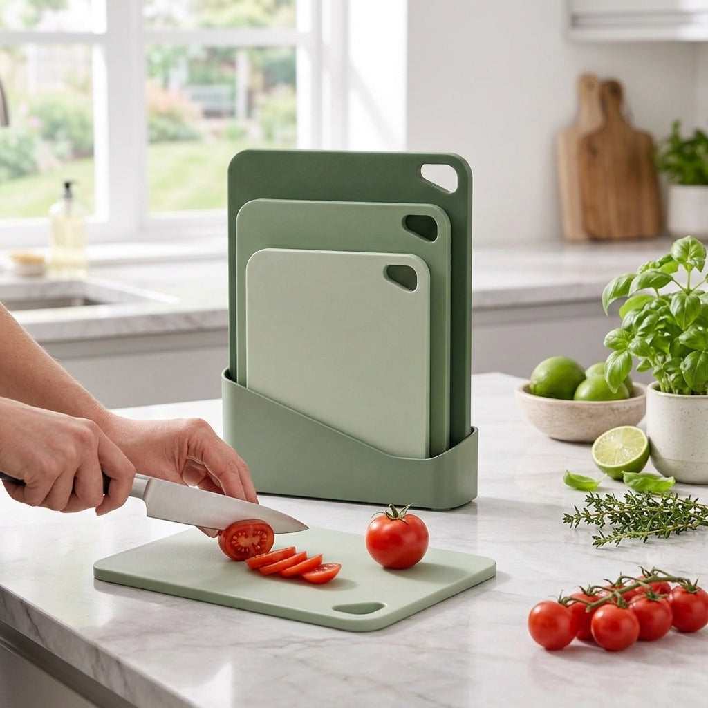 Sage Green Cutting Board Set with Storage Stand