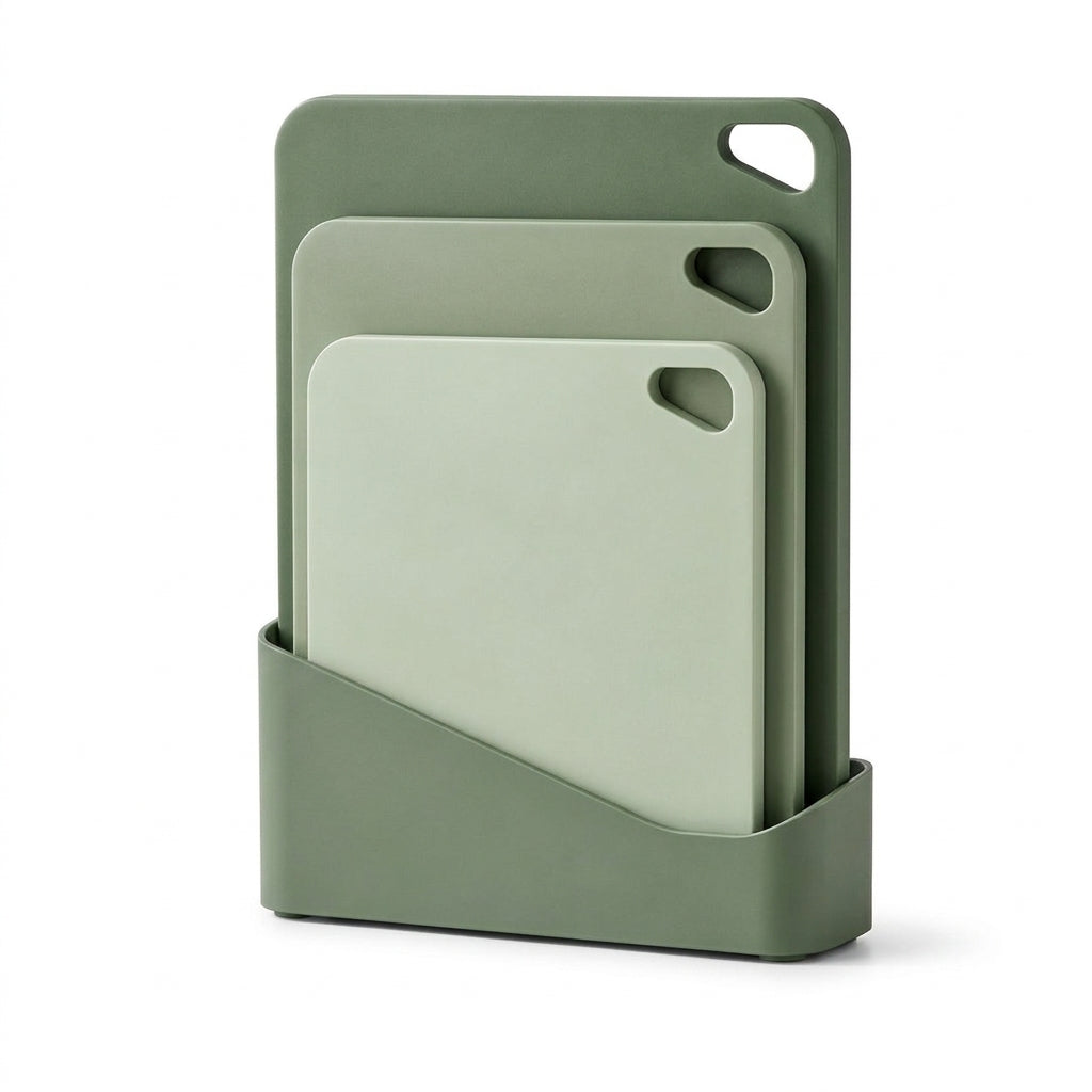 Sage Green Cutting Board Set with Storage Stand
