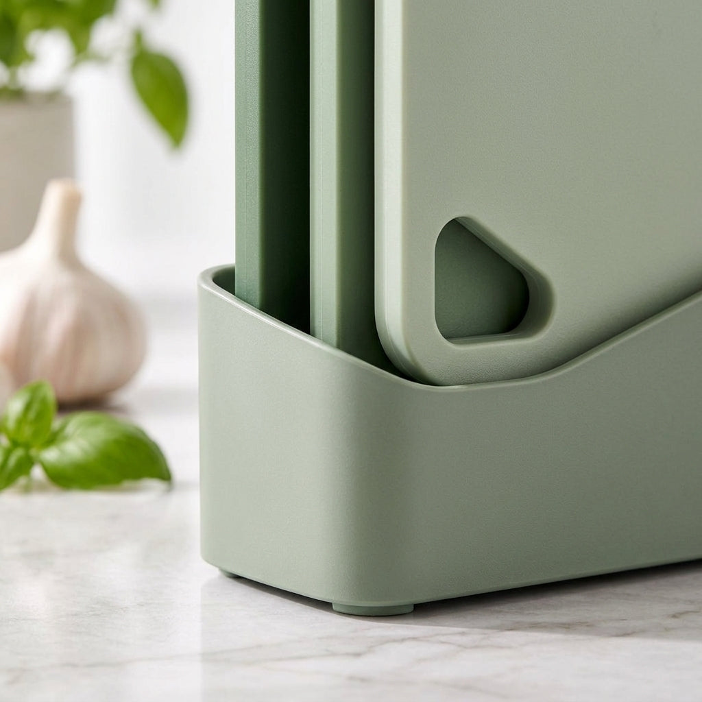 Sage Green Cutting Board Set with Storage Stand