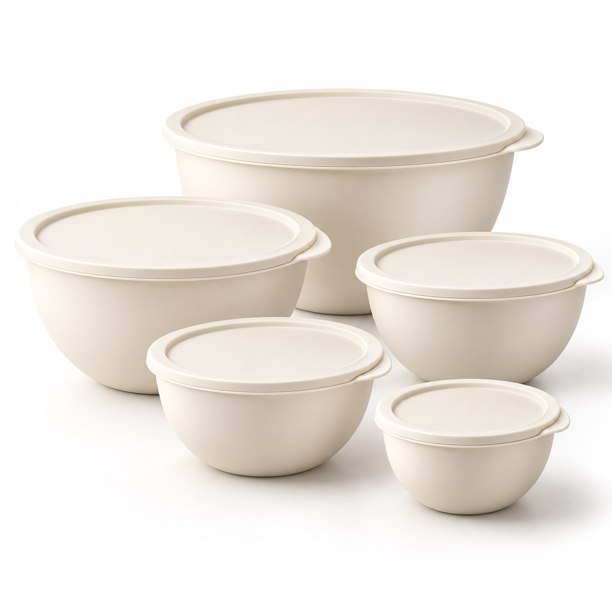 Ivory Mixing Bowl Set with Matching Lids - main image