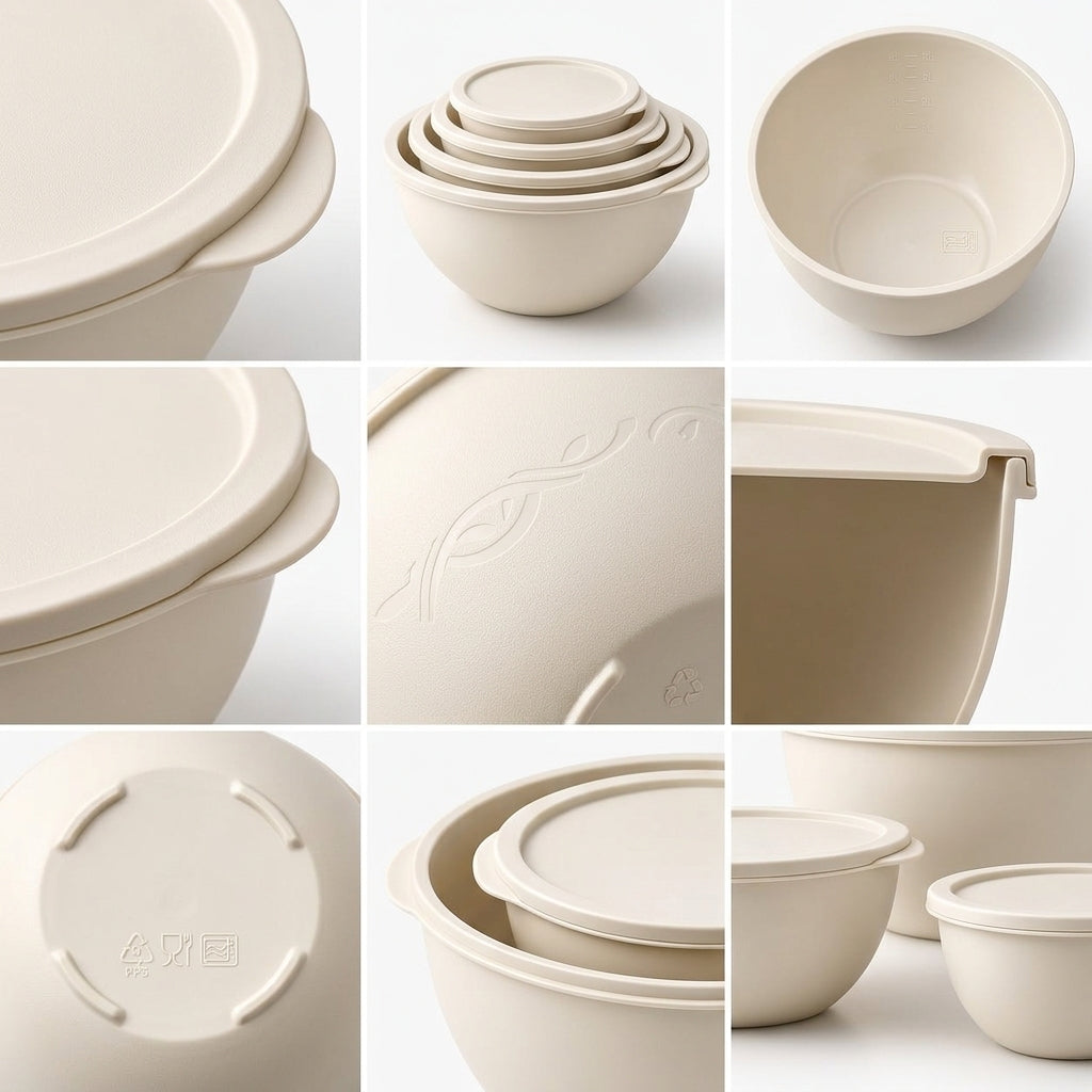 Ivory Mixing Bowl Set with Matching Lids