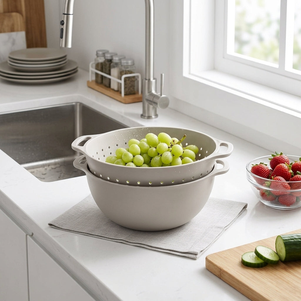 Warm Gray Colander and Mixing Bowl Set