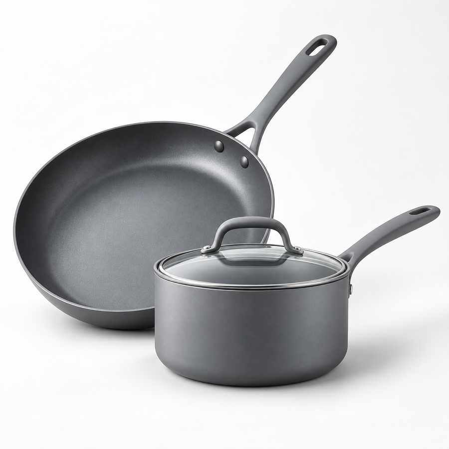 Graphite Gray Nonstick Frying Pan and Saucepan Set