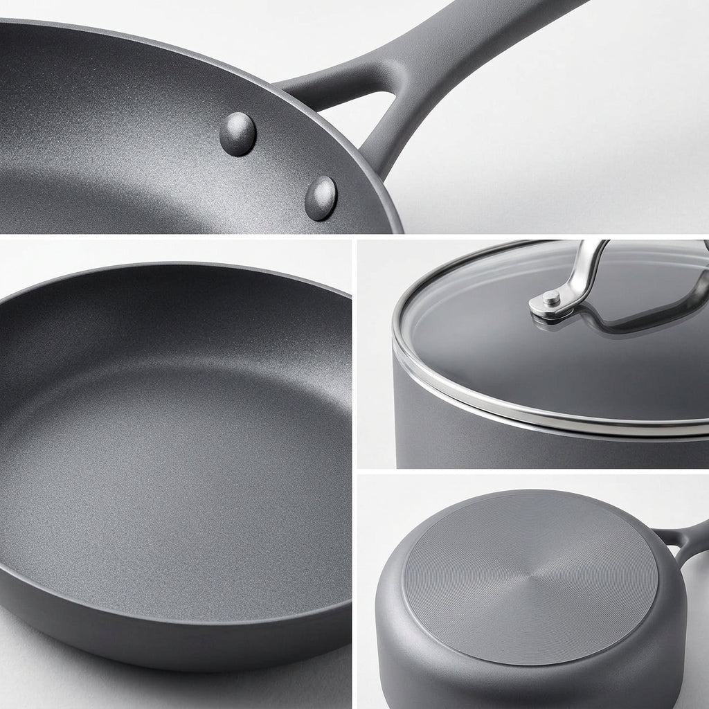 Graphite Gray Nonstick Frying Pan and Saucepan Set