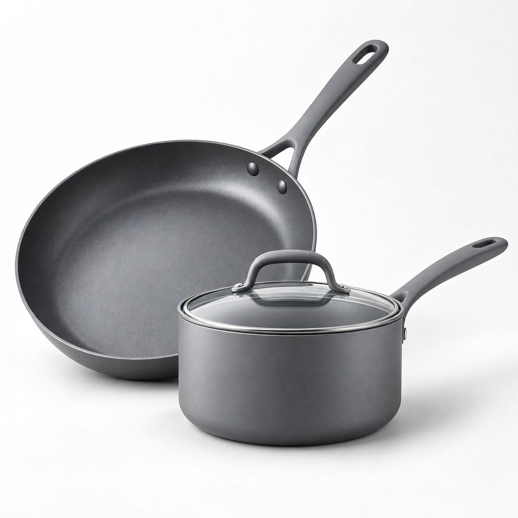 Graphite Gray Nonstick Frying Pan and Saucepan Set