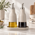 Minimalist Oil and Vinegar Dispenser Set with Tray - main image